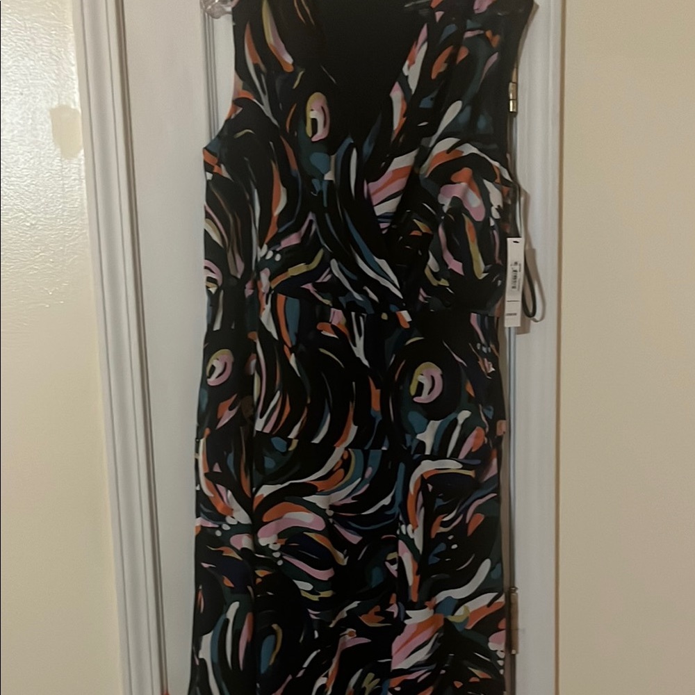 Maggy London One Shoulder Dress in Black and Multicolor
